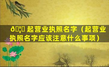 🦊 起营业执照名字（起营业执照名字应该注意什么事项）